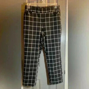 Kim Rogers Black & White stretchy plaid pants women’s size 12S